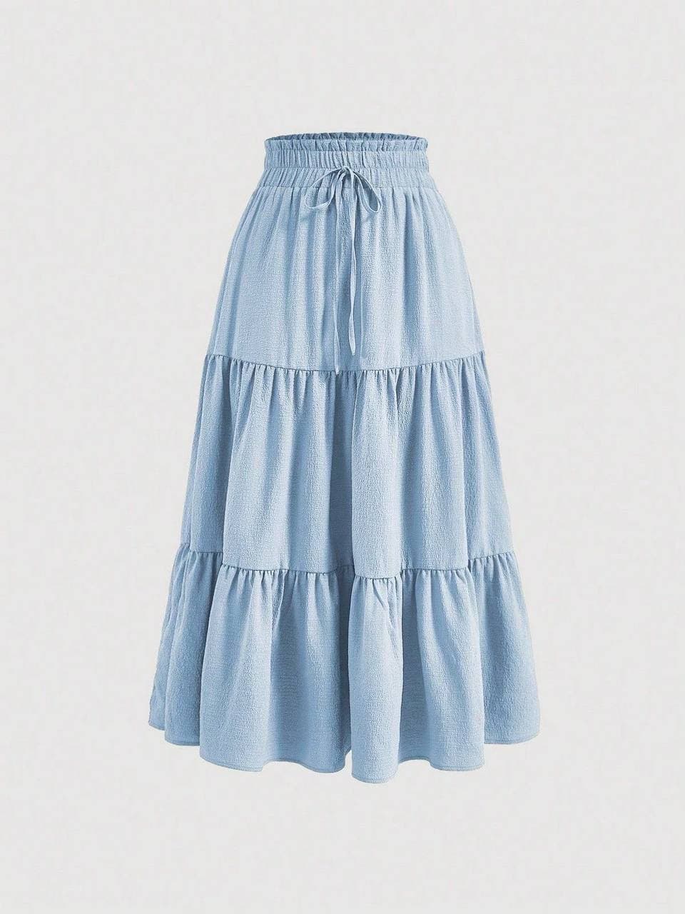 Soft blue skirt style inspiration